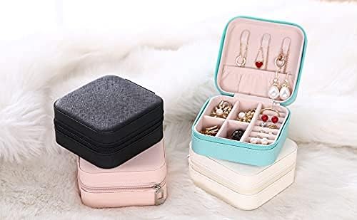Mini Jewelry Travel Case, Small Portable Jewellry Organizer Box Portable Display Storage Box for Rings Earrings Necklaces, Gifts for Girl, Women, Wedding, Birthday, Mom, Mother's Day (Blue)