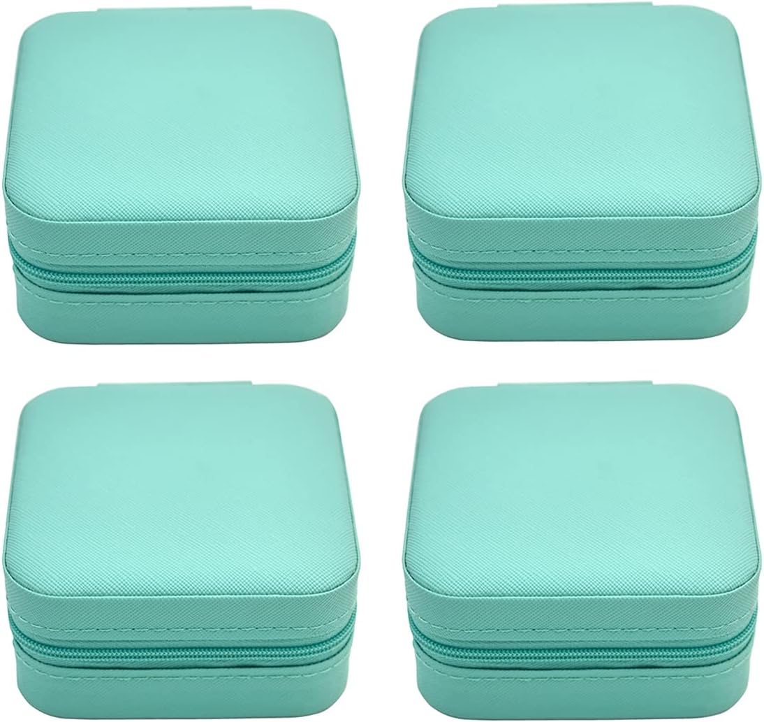Mini Jewelry Travel Case, Small Portable Jewellry Organizer Box Portable Display Storage Box for Rings Earrings Necklaces, Gifts for Girl, Women, Wedding, Birthday, Mom, Mother's Day (Blue)