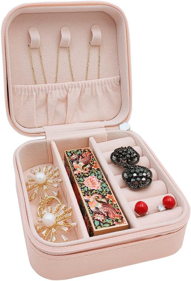 Mini Jewelry Travel Case, Small Portable Jewellry Organizer Box Portable Display Storage Box for Rings Earrings Necklaces, Gifts for Girl, Women, Wedding, Birthday, Mom, Mother's Day (Blue)