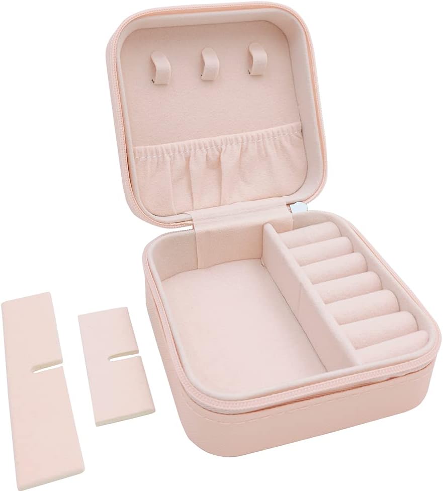 Mini Jewelry Travel Case, Small Portable Jewellry Organizer Box Portable Display Storage Box for Rings Earrings Necklaces, Gifts for Girl, Women, Wedding, Birthday, Mom, Mother's Day (Blue)
