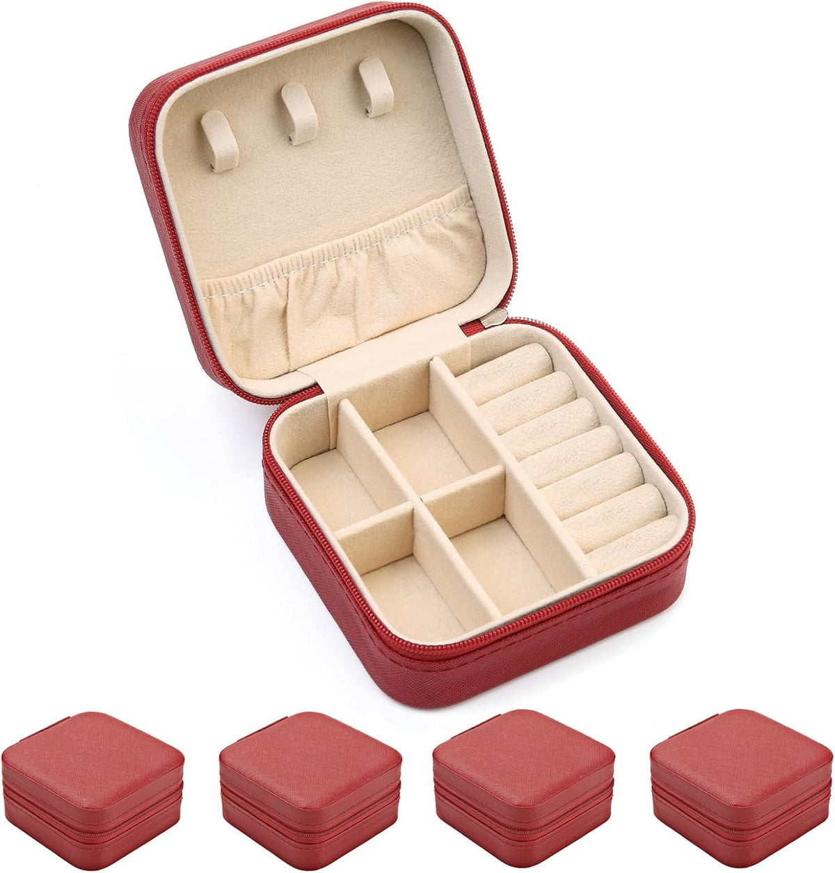 Mini Jewelry Travel Case, Small Portable Jewellry Organizer Box Portable Display Storage Box for Rings Earrings Necklaces, Gifts for Girl, Women, Wedding, Birthday, Mom, Mother's Day (Blue)