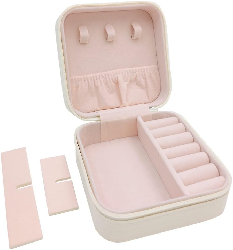Mini Jewelry Travel Case, Small Portable Jewellry Organizer Box Portable Display Storage Box for Rings Earrings Necklaces, Gifts for Girl, Women, Wedding, Birthday, Mom, Mother's Day (Blue)