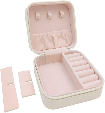 Mini Jewelry Travel Case, Small Portable Jewellry Organizer Box Portable Display Storage Box for Rings Earrings Necklaces, Gifts for Girl, Women, Wedding, Birthday, Mom, Mother's Day (Blue)