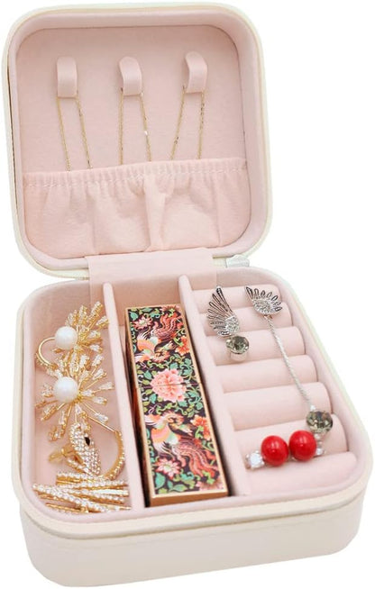 Mini Jewelry Travel Case, Small Portable Jewellry Organizer Box Portable Display Storage Box for Rings Earrings Necklaces, Gifts for Girl, Women, Wedding, Birthday, Mom, Mother's Day (Blue)