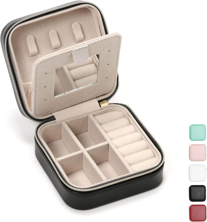 Mini Jewelry Travel Case, Small Portable Jewellry Organizer Box Portable Display Storage Box for Rings Earrings Necklaces, Gifts for Girl, Women, Wedding, Birthday, Mom, Mother's Day (Blue)