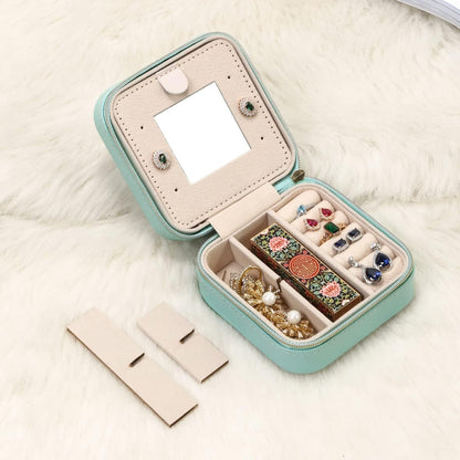 Mini Jewelry Travel Case, Small Portable Jewellry Organizer Box Portable Display Storage Box for Rings Earrings Necklaces, Gifts for Girl, Women, Wedding, Birthday, Mom, Mother's Day (Blue)