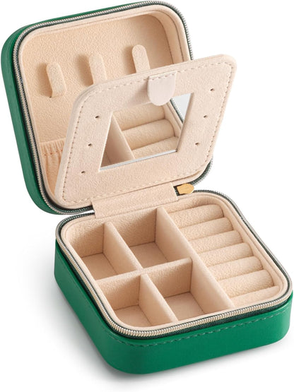 Mini Jewelry Travel Case, Small Portable Jewellry Organizer Box Portable Display Storage Box for Rings Earrings Necklaces, Gifts for Girl, Women, Wedding, Birthday, Mom, Mother's Day (Blue)