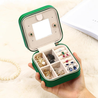Mini Jewelry Travel Case, Small Portable Jewellry Organizer Box Portable Display Storage Box for Rings Earrings Necklaces, Gifts for Girl, Women, Wedding, Birthday, Mom, Mother's Day (Blue)