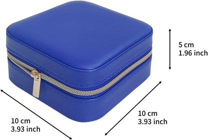 Mini Jewelry Travel Case, Small Portable Jewellry Organizer Box Portable Display Storage Box for Rings Earrings Necklaces, Gifts for Girl, Women, Wedding, Birthday, Mom, Mother's Day (Blue)