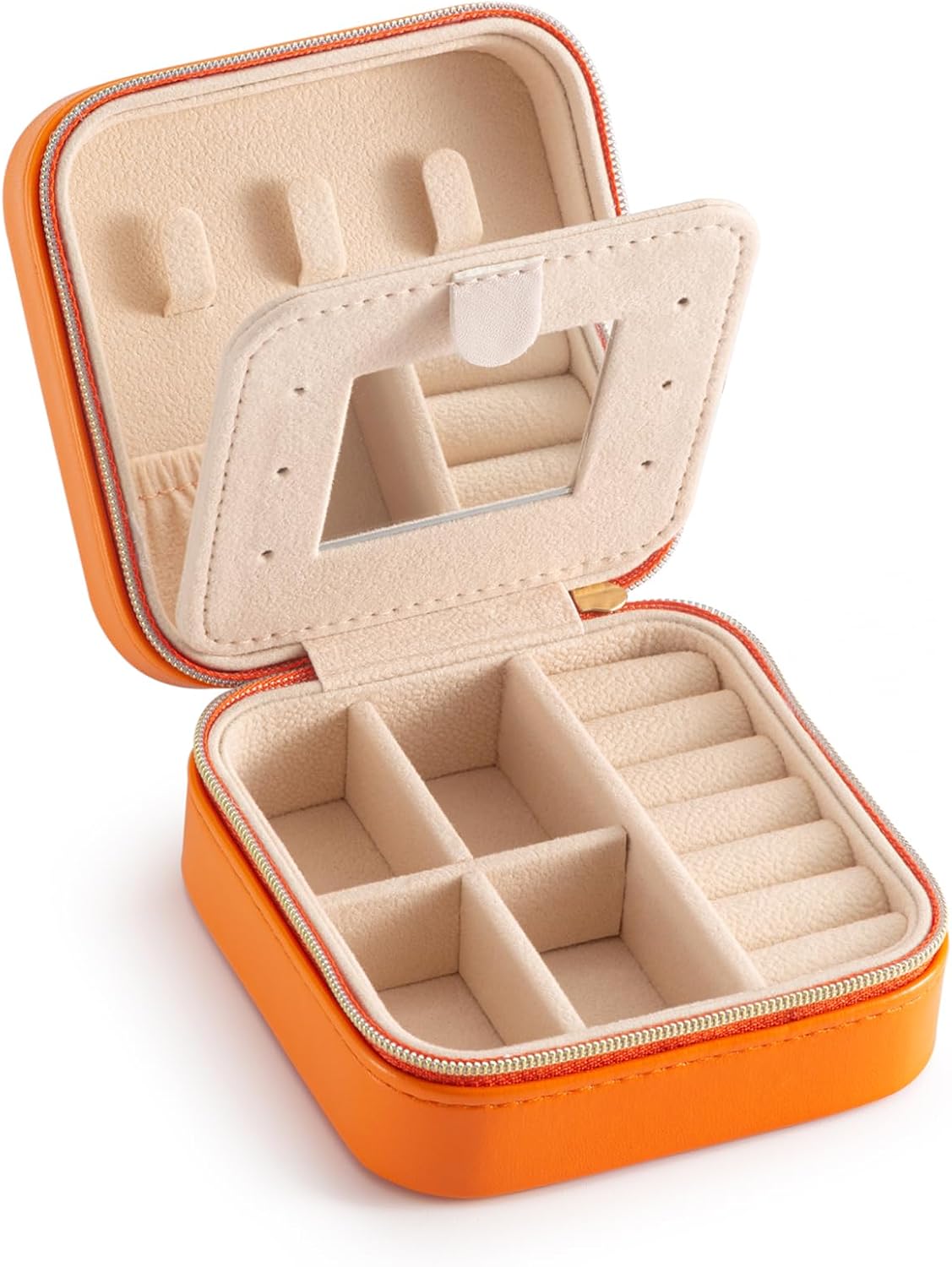 Mini Jewelry Travel Case, Small Portable Jewellry Organizer Box Portable Display Storage Box for Rings Earrings Necklaces, Gifts for Girl, Women, Wedding, Birthday, Mom, Mother's Day (Blue)