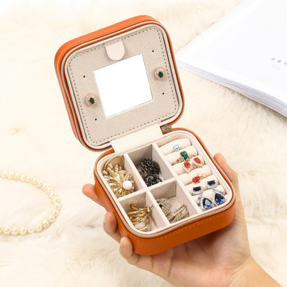 Mini Jewelry Travel Case, Small Portable Jewellry Organizer Box Portable Display Storage Box for Rings Earrings Necklaces, Gifts for Girl, Women, Wedding, Birthday, Mom, Mother's Day (Blue)