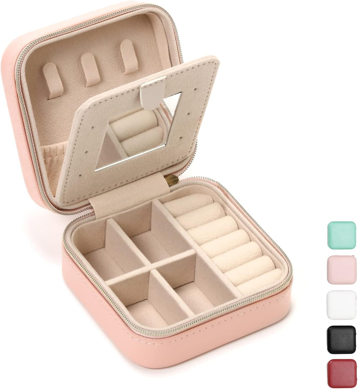 Mini Jewelry Travel Case, Small Portable Jewellry Organizer Box Portable Display Storage Box for Rings Earrings Necklaces, Gifts for Girl, Women, Wedding, Birthday, Mom, Mother's Day (Blue)