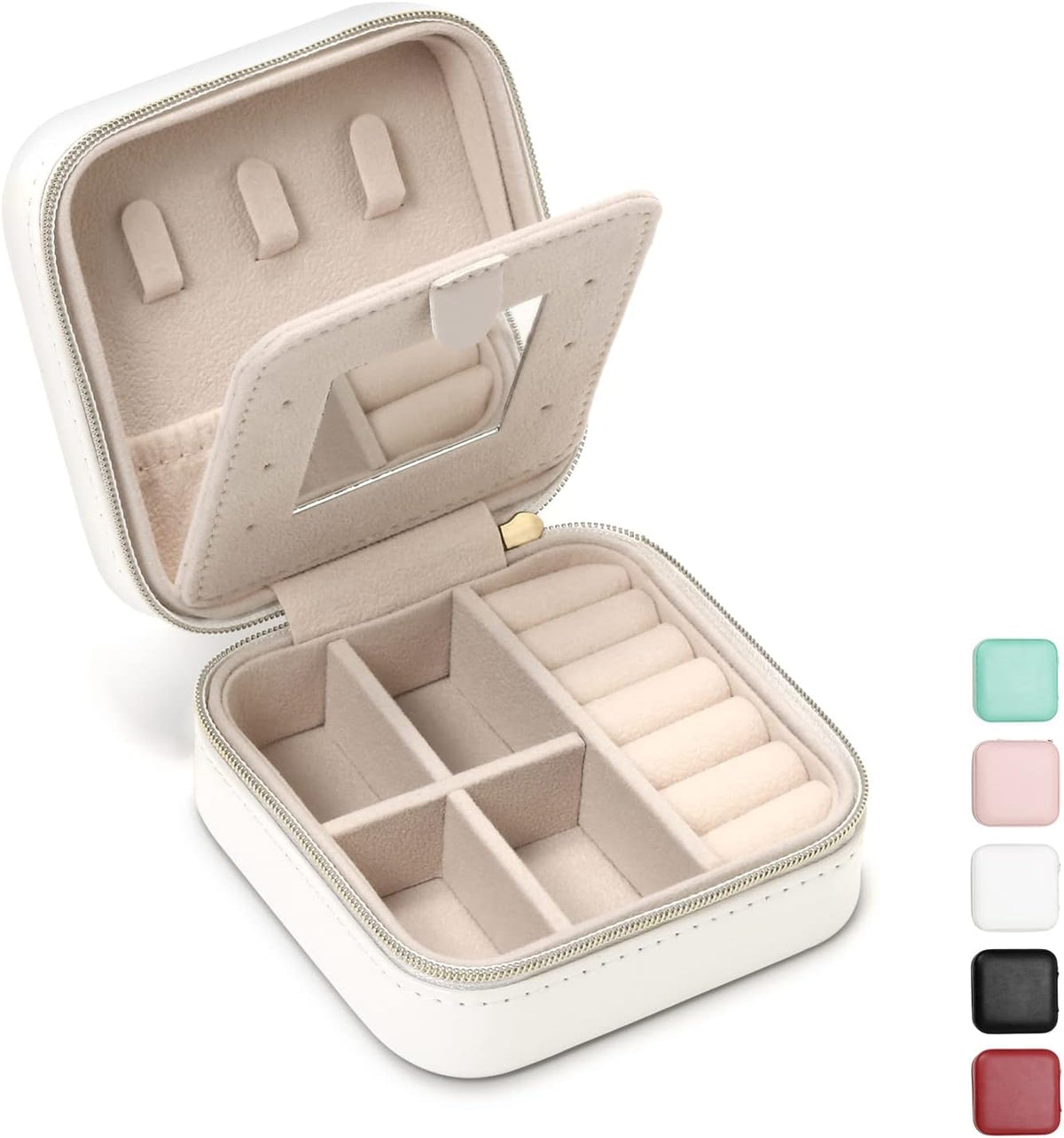 Mini Jewelry Travel Case, Small Portable Jewellry Organizer Box Portable Display Storage Box for Rings Earrings Necklaces, Gifts for Girl, Women, Wedding, Birthday, Mom, Mother's Day (Blue)