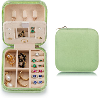Mini Jewelry Travel Case, Small Portable Jewellry Organizer Box Portable Display Storage Box for Rings Earrings Necklaces, Gifts for Girl, Women, Wedding, Birthday, Mom, Mother's Day (Blue)