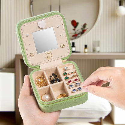 Mini Jewelry Travel Case, Small Portable Jewellry Organizer Box Portable Display Storage Box for Rings Earrings Necklaces, Gifts for Girl, Women, Wedding, Birthday, Mom, Mother's Day (Blue)