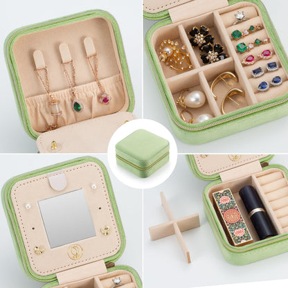 Mini Jewelry Travel Case, Small Portable Jewellry Organizer Box Portable Display Storage Box for Rings Earrings Necklaces, Gifts for Girl, Women, Wedding, Birthday, Mom, Mother's Day (Blue)