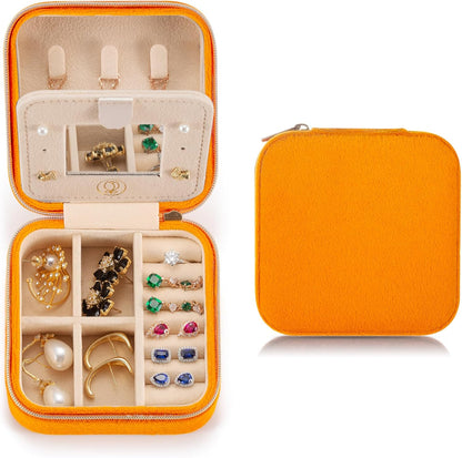 Mini Jewelry Travel Case, Small Portable Jewellry Organizer Box Portable Display Storage Box for Rings Earrings Necklaces, Gifts for Girl, Women, Wedding, Birthday, Mom, Mother's Day (Blue)
