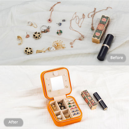 Mini Jewelry Travel Case, Small Portable Jewellry Organizer Box Portable Display Storage Box for Rings Earrings Necklaces, Gifts for Girl, Women, Wedding, Birthday, Mom, Mother's Day (Blue)
