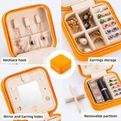 Mini Jewelry Travel Case, Small Portable Jewellry Organizer Box Portable Display Storage Box for Rings Earrings Necklaces, Gifts for Girl, Women, Wedding, Birthday, Mom, Mother's Day (Blue)