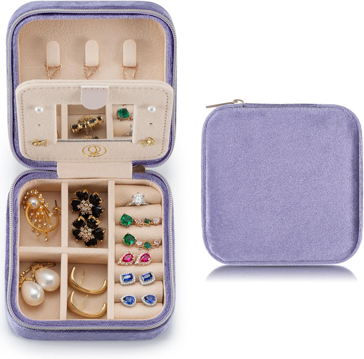 Mini Jewelry Travel Case, Small Portable Jewellry Organizer Box Portable Display Storage Box for Rings Earrings Necklaces, Gifts for Girl, Women, Wedding, Birthday, Mom, Mother's Day (Blue)
