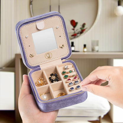 Mini Jewelry Travel Case, Small Portable Jewellry Organizer Box Portable Display Storage Box for Rings Earrings Necklaces, Gifts for Girl, Women, Wedding, Birthday, Mom, Mother's Day (Blue)