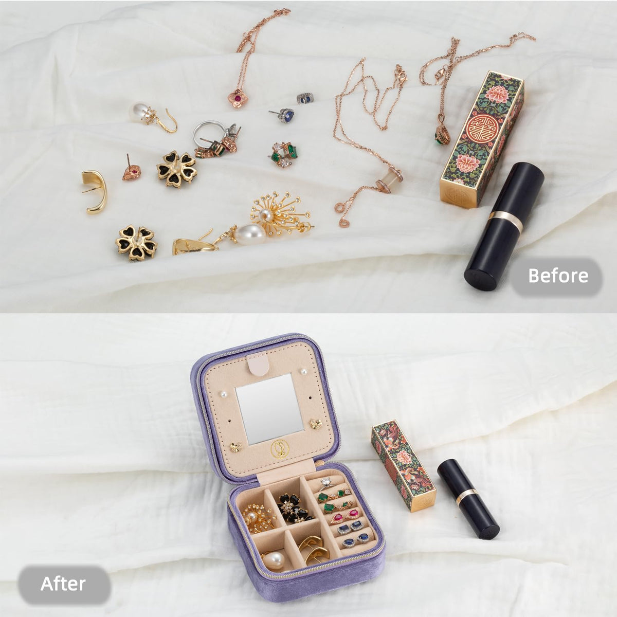 Mini Jewelry Travel Case, Small Portable Jewellry Organizer Box Portable Display Storage Box for Rings Earrings Necklaces, Gifts for Girl, Women, Wedding, Birthday, Mom, Mother's Day (Blue)