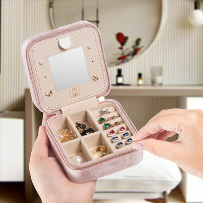 Mini Jewelry Travel Case, Small Portable Jewellry Organizer Box Portable Display Storage Box for Rings Earrings Necklaces, Gifts for Girl, Women, Wedding, Birthday, Mom, Mother's Day (Blue)