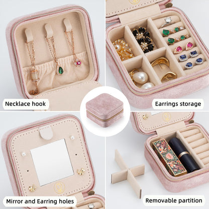 Mini Jewelry Travel Case, Small Portable Jewellry Organizer Box Portable Display Storage Box for Rings Earrings Necklaces, Gifts for Girl, Women, Wedding, Birthday, Mom, Mother's Day (Blue)