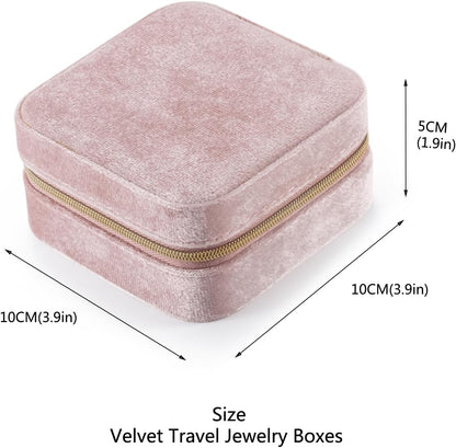 Mini Jewelry Travel Case, Small Portable Jewellry Organizer Box Portable Display Storage Box for Rings Earrings Necklaces, Gifts for Girl, Women, Wedding, Birthday, Mom, Mother's Day (Blue)