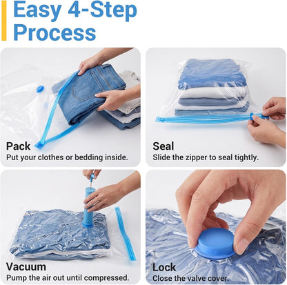Vacuum Storage Bags with Hand Pump, Plastic Packaging Bags, 80% Space Saver Vacuum Seal Bags for Clothing, Travel Lugggage, Blankets, Comforters, 20 Combo