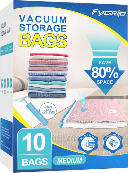 Vacuum Storage Bags with Hand Pump, Plastic Packaging Bags, 80% Space Saver Vacuum Seal Bags for Clothing, Travel Lugggage, Blankets, Comforters, 20 Combo