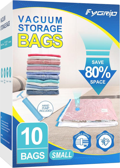 Vacuum Storage Bags with Hand Pump, Plastic Packaging Bags, 80% Space Saver Vacuum Seal Bags for Clothing, Travel Lugggage, Blankets, Comforters, 20 Combo