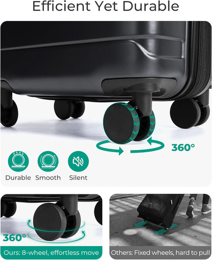 Carry On Luggage 22x14x9 Airline Approved with Spinner Wheels,Lightweight 20 Inch Luggage with TSA Lock,Expandable Hard Shell Carry On Suitcases for Men Women,Gray