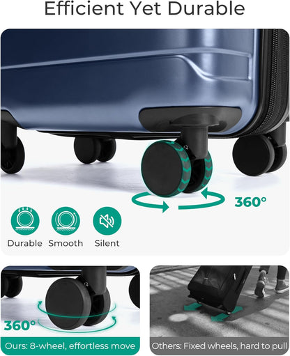 Carry On Luggage 22x14x9 Airline Approved with Spinner Wheels,Lightweight 20 Inch Luggage with TSA Lock,Expandable Hard Shell Carry On Suitcases for Men Women,Gray