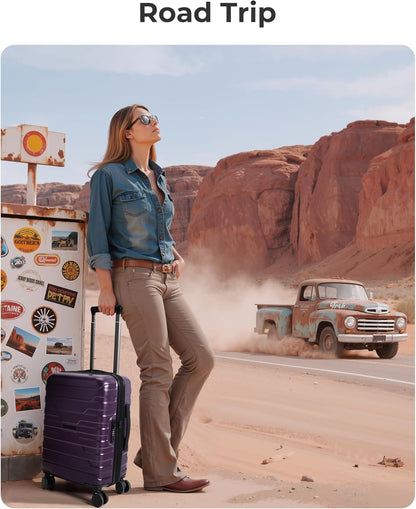 Carry On Luggage 22x14x9 Airline Approved with Spinner Wheels,Lightweight 20 Inch Luggage with TSA Lock,Expandable Hard Shell Carry On Suitcases for Men Women,Gray