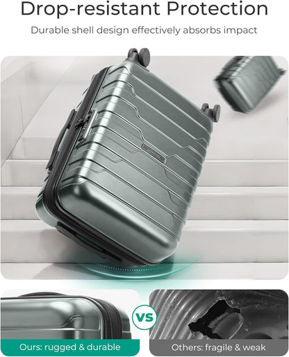 Carry On Luggage 22x14x9 Airline Approved with Spinner Wheels,Lightweight 20 Inch Luggage with TSA Lock,Expandable Hard Shell Carry On Suitcases for Men Women,Gray