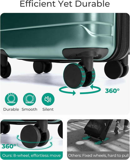 Carry On Luggage 22x14x9 Airline Approved with Spinner Wheels,Lightweight 20 Inch Luggage with TSA Lock,Expandable Hard Shell Carry On Suitcases for Men Women,Gray