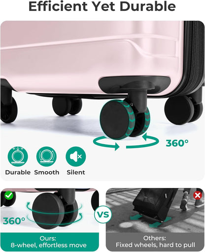 Carry On Luggage 22x14x9 Airline Approved with Spinner Wheels,Lightweight 20 Inch Luggage with TSA Lock,Expandable Hard Shell Carry On Suitcases for Men Women,Gray