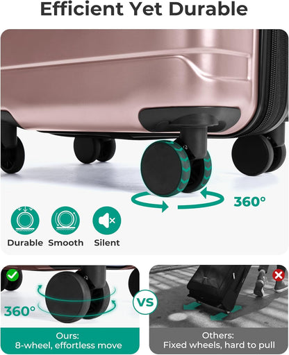Carry On Luggage 22x14x9 Airline Approved with Spinner Wheels,Lightweight 20 Inch Luggage with TSA Lock,Expandable Hard Shell Carry On Suitcases for Men Women,Gray