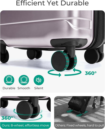Carry On Luggage 22x14x9 Airline Approved with Spinner Wheels,Lightweight 20 Inch Luggage with TSA Lock,Expandable Hard Shell Carry On Suitcases for Men Women,Gray