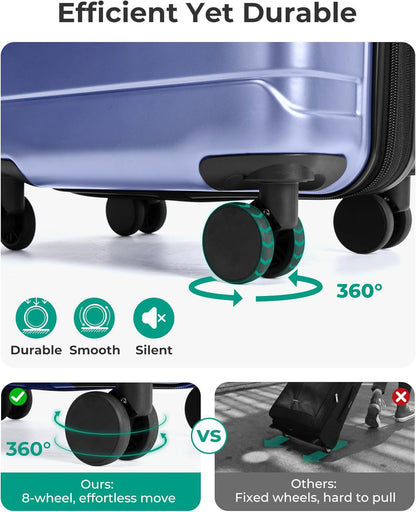 Carry On Luggage 22x14x9 Airline Approved with Spinner Wheels,Lightweight 20 Inch Luggage with TSA Lock,Expandable Hard Shell Carry On Suitcases for Men Women,Gray