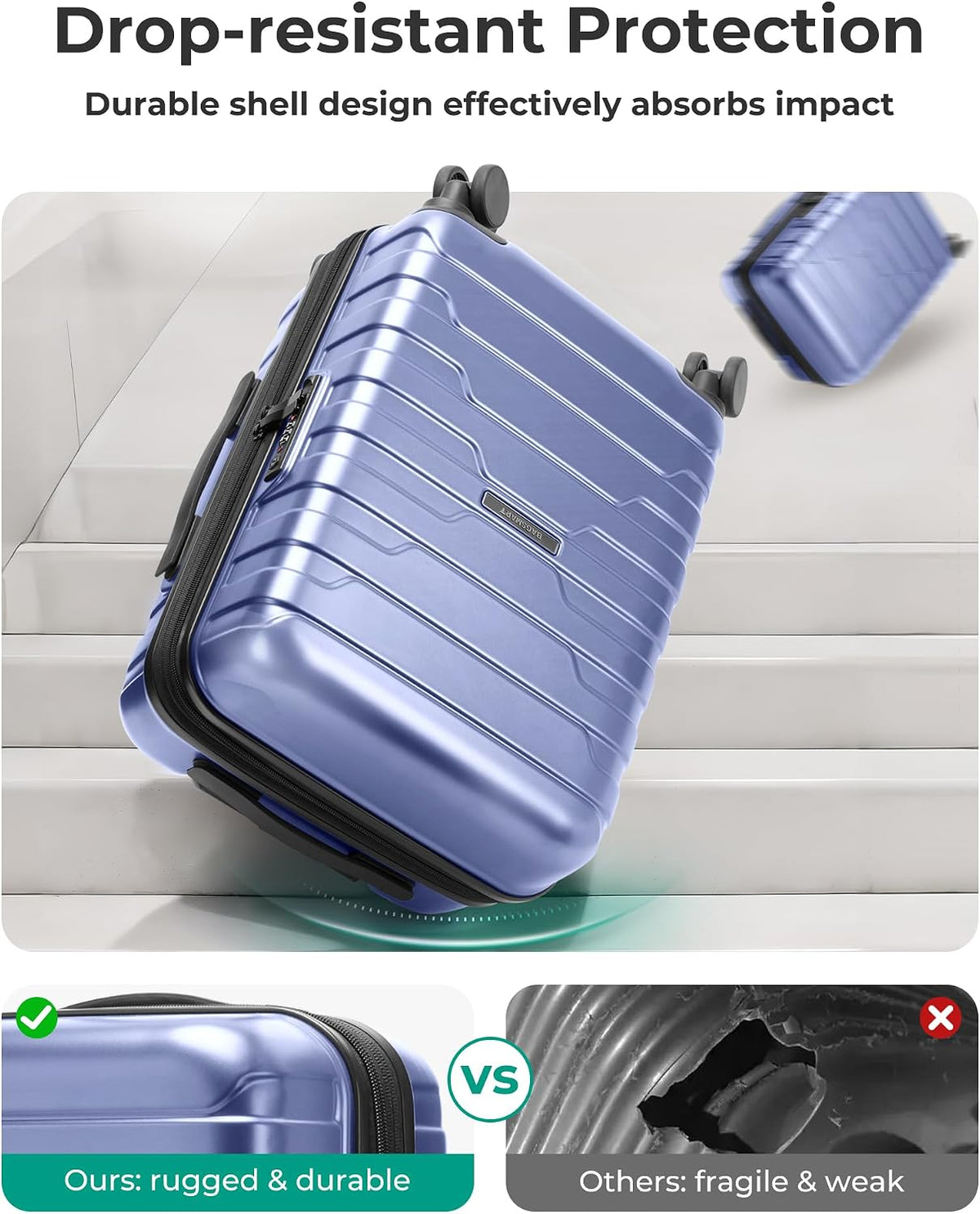 Carry On Luggage 22x14x9 Airline Approved with Spinner Wheels,Lightweight 20 Inch Luggage with TSA Lock,Expandable Hard Shell Carry On Suitcases for Men Women,Gray