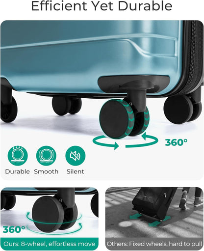Carry On Luggage 22x14x9 Airline Approved with Spinner Wheels,Lightweight 20 Inch Luggage with TSA Lock,Expandable Hard Shell Carry On Suitcases for Men Women,Gray