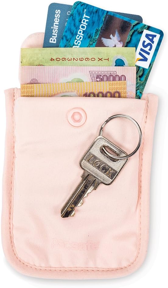 Coversafe S25 Hidden Undercover Travel Bra Pouch for Women (Washable) - Stash up to 6 Credit Cards plus Money and Key with Adjustable, Elastic Strap; Suitable for all Bra Sizes (Orchid Pink)