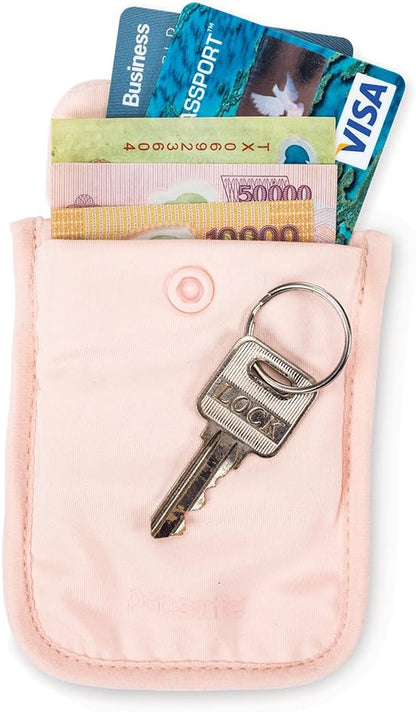 Coversafe S25 Hidden Undercover Travel Bra Pouch for Women (Washable) - Stash up to 6 Credit Cards plus Money and Key with Adjustable, Elastic Strap; Suitable for all Bra Sizes (Orchid Pink)