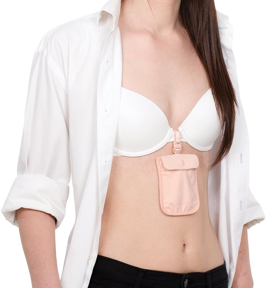 Coversafe S25 Hidden Undercover Travel Bra Pouch for Women (Washable) - Stash up to 6 Credit Cards plus Money and Key with Adjustable, Elastic Strap; Suitable for all Bra Sizes (Orchid Pink)