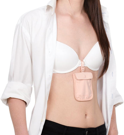 Coversafe S25 Hidden Undercover Travel Bra Pouch for Women (Washable) - Stash up to 6 Credit Cards plus Money and Key with Adjustable, Elastic Strap; Suitable for all Bra Sizes (Orchid Pink)
