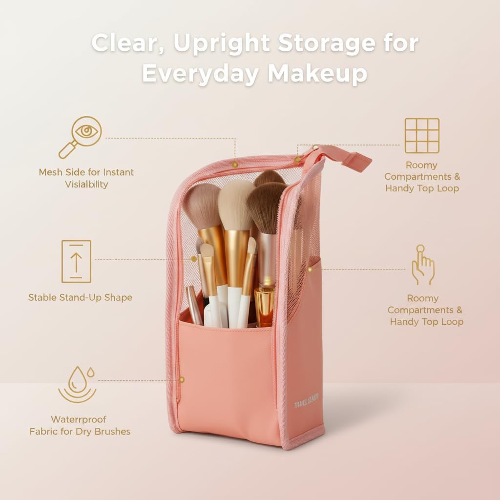 Hanging Toiletry Bag Organizer, Water Resistant Makeup Bag for Travel, Compact Toiletries Bag for Women Men Travel Accessories(pink)