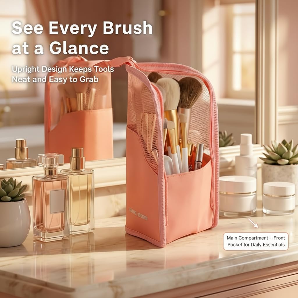 Hanging Toiletry Bag Organizer, Water Resistant Makeup Bag for Travel, Compact Toiletries Bag for Women Men Travel Accessories(pink)