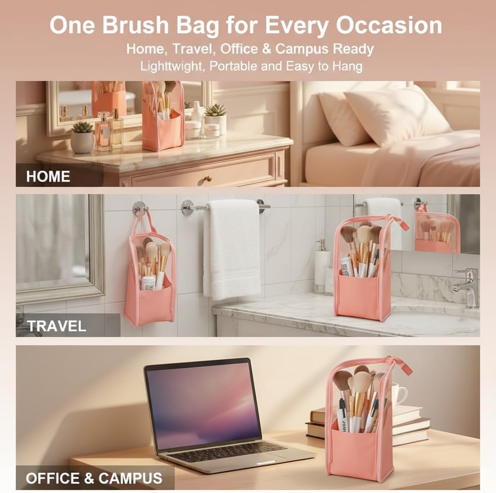Hanging Toiletry Bag Organizer, Water Resistant Makeup Bag for Travel, Compact Toiletries Bag for Women Men Travel Accessories(pink)